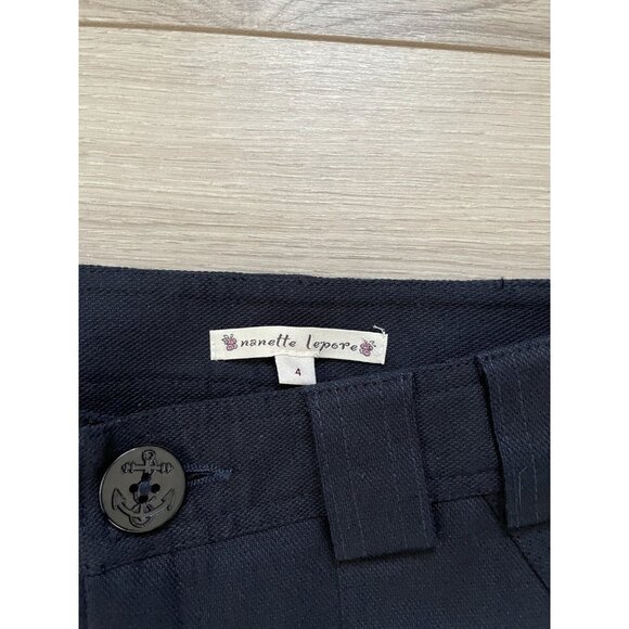 Nanette Lepore Women’s Cotton Wide Leg Pants Size 4 Black High - Picture 7 of 8